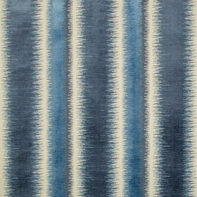 Samples and Purchasing available for Bromo Velvet - Blue Blue By Brunschwig & Fils | Baret | Stripes Upholstery Velvet at Designer Wallcoverings and Fabrics