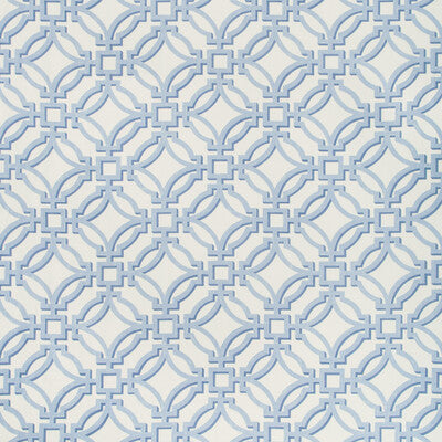 Samples and Purchasing available for Salvy Print - Delft Light Blue By Brunschwig & Fils | Summer Palace | Lattice/Scrollwork Multipurpose Weave at Designer Wallcoverings and Fabrics