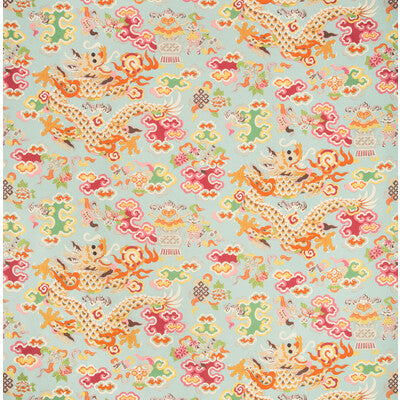 Ming Dragon Print - Aqua Multi By Brunschwig & Fils | Summer Palace |Chinoiserie Novelty Multipurpose Print