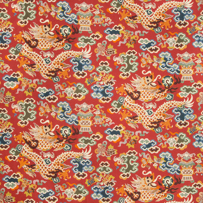 Ming Dragon Print - Claret Multi By Brunschwig & Fils | Summer Palace |Chinoiserie Novelty Multipurpose Print