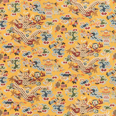 Ming Dragon Print - Saffron Multi By Brunschwig & Fils | Summer Palace |Chinoiserie Novelty Multipurpose Print