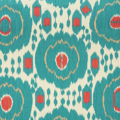 Mayenne Print - Aqua Teal By Brunschwig & Fils | Louverne |Global Ikat/Southwest/Kilims Multipurpose Print