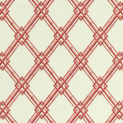 Le Bambou Print - Red Red By Brunschwig & Fils | Louverne | Lattice/Scrollwork Multipurpose Print