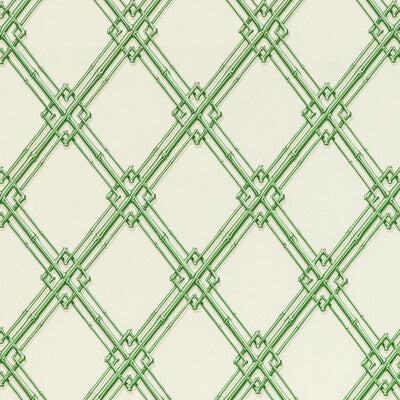 Le Bambou Print - Green Green By Brunschwig & Fils | Louverne | Lattice/Scrollwork Multipurpose Print