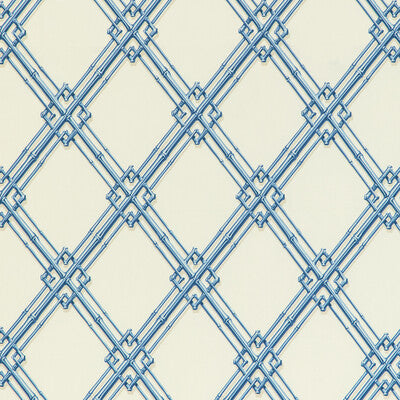 Samples and Purchasing available for Le Bambou Print - Blue Blue By Brunschwig & Fils | Louverne | Lattice/Scrollwork Multipurpose Print at Designer Wallcoverings and Fabrics