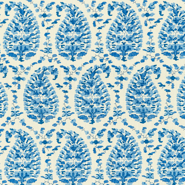 Rougier Print - Blue Blue By Brunschwig & Fils | En Vacances Ii |Global Paisley Multipurpose Indoor / Outdoor