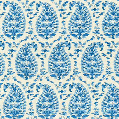 Rougier Print - Blue Blue By Brunschwig & Fils | En Vacances Ii |Global Paisley Multipurpose Indoor / Outdoor