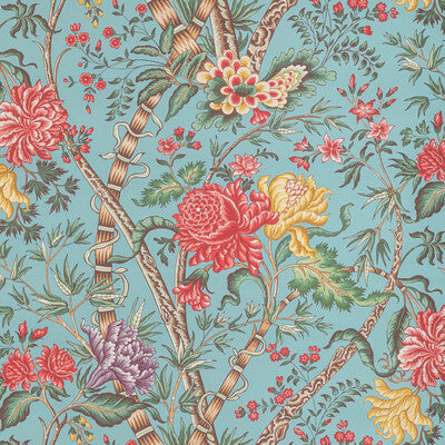 Luberon Print - Aqua/Multi Multi By Brunschwig & Fils | Manoir |Botanical & Floral Jacobeans Multipurpose Print
