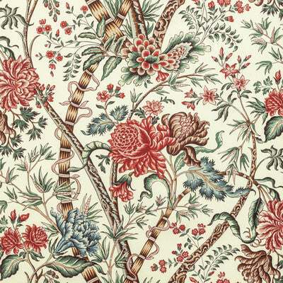 Luberon Print - Red/Teal Multi By Brunschwig & Fils | Manoir |Botanical & Floral Jacobeans Multipurpose Print
