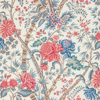 Samples and Purchasing available for Luberon Print - Red/Blue Multi By Brunschwig & Fils | Manoir |Botanical & Floral Jacobeans Multipurpose Print at Designer Wallcoverings and Fabrics