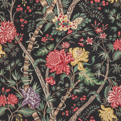 Samples and Purchasing available for Luberon Print - Noir/Multi Multi By Brunschwig & Fils | Manoir |Botanical & Floral Jacobeans Multipurpose Print at Designer Wallcoverings and Fabrics
