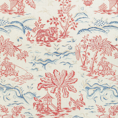 Samples and Purchasing available for Valensole Print - Red/Blue Multi By Brunschwig & Fils | Manoir |Botanical & Floral Toile Multipurpose Print at Designer Wallcoverings and Fabrics