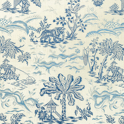 Samples and Purchasing available for Valensole Print - Navy/Sky Blue By Brunschwig & Fils | Manoir |Botanical & Floral Toile Multipurpose Print at Designer Wallcoverings and Fabrics