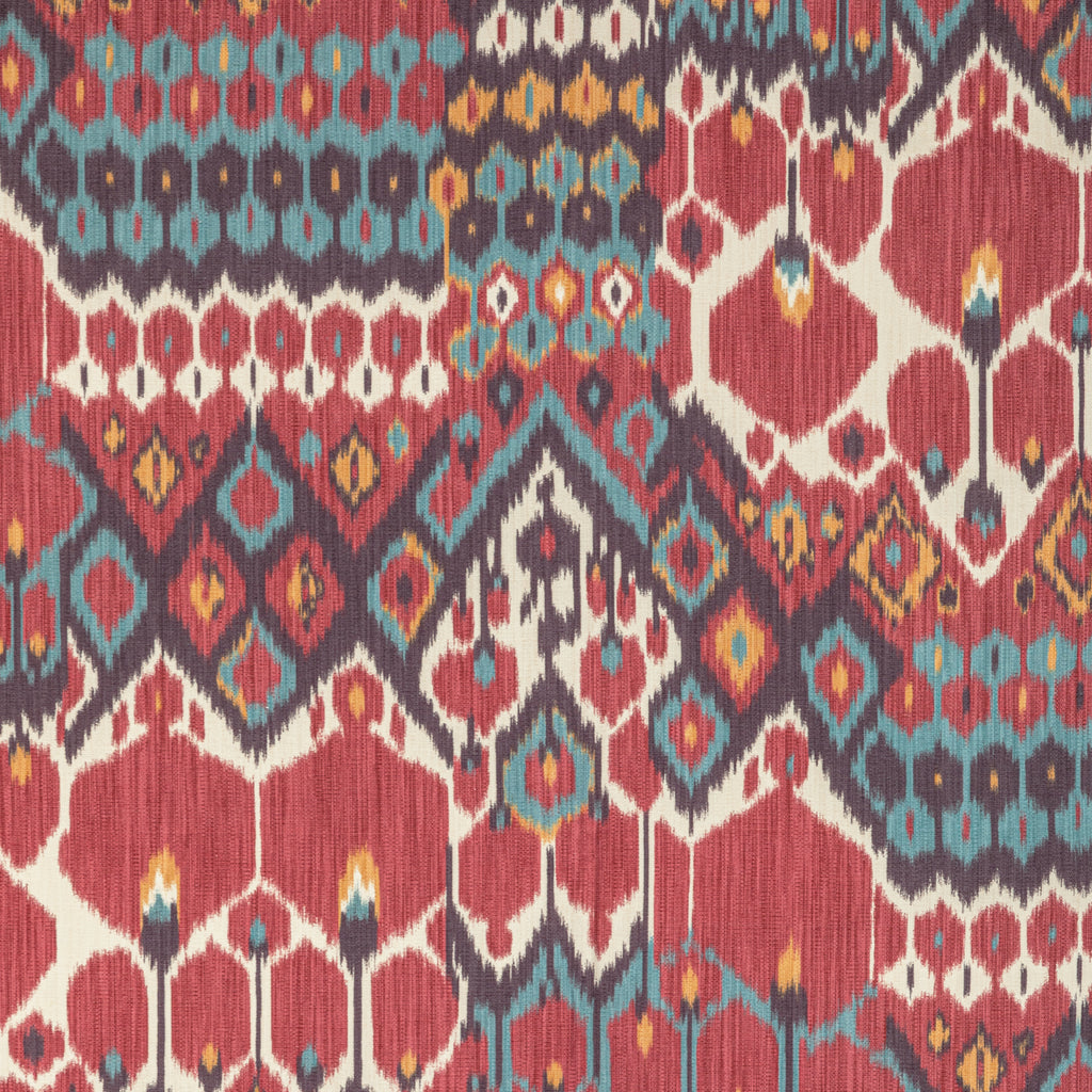 Bonnieux Print - Berry/Aqua Red By Brunschwig & Fils | Manoir | Ikat/Southwest/Kilims Multipurpose Print