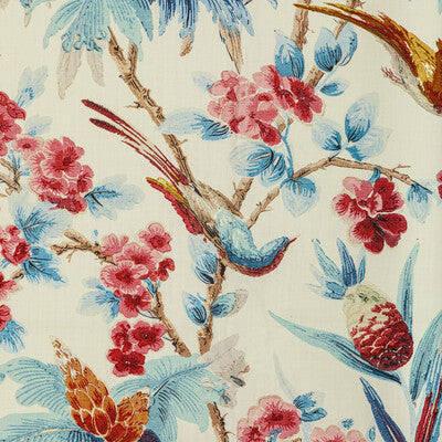 Gastaud Print - Aqua/Berry Red By Brunschwig & Fils |  | Botanical & Floral Multipurpose Print
