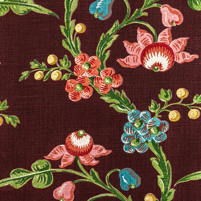 Samples and Purchasing available for Le Brun Print - Aubergine Burgundy/Red By Brunschwig & Fils |  | Botanical & Floral Multipurpose Print at Designer Wallcoverings and Fabrics