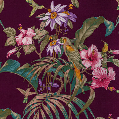 Samples and Purchasing available for Anima Print - Aubergine Plum By Brunschwig & Fils | Majorelle |Flora & Fauna Tropical Multipurpose Print at Designer Wallcoverings and Fabrics