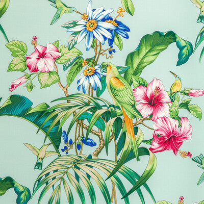 Samples and Purchasing available for Anima Print - Aqua Turquoise By Brunschwig & Fils | Majorelle |Flora & Fauna Tropical Multipurpose Print at Designer Wallcoverings and Fabrics