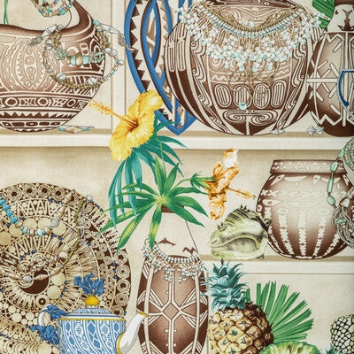 Samples and Purchasing available for Maizan Print - Seaglass Beige By Brunschwig & Fils | Majorelle | Novelty Multipurpose Print at Designer Wallcoverings and Fabrics
