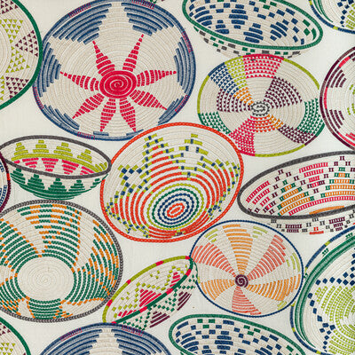 Samples and Purchasing available for Bendi Emb - Multi Ivory By Brunschwig & Fils | Majorelle | Geometric Multipurpose Embroidery at Designer Wallcoverings and Fabrics