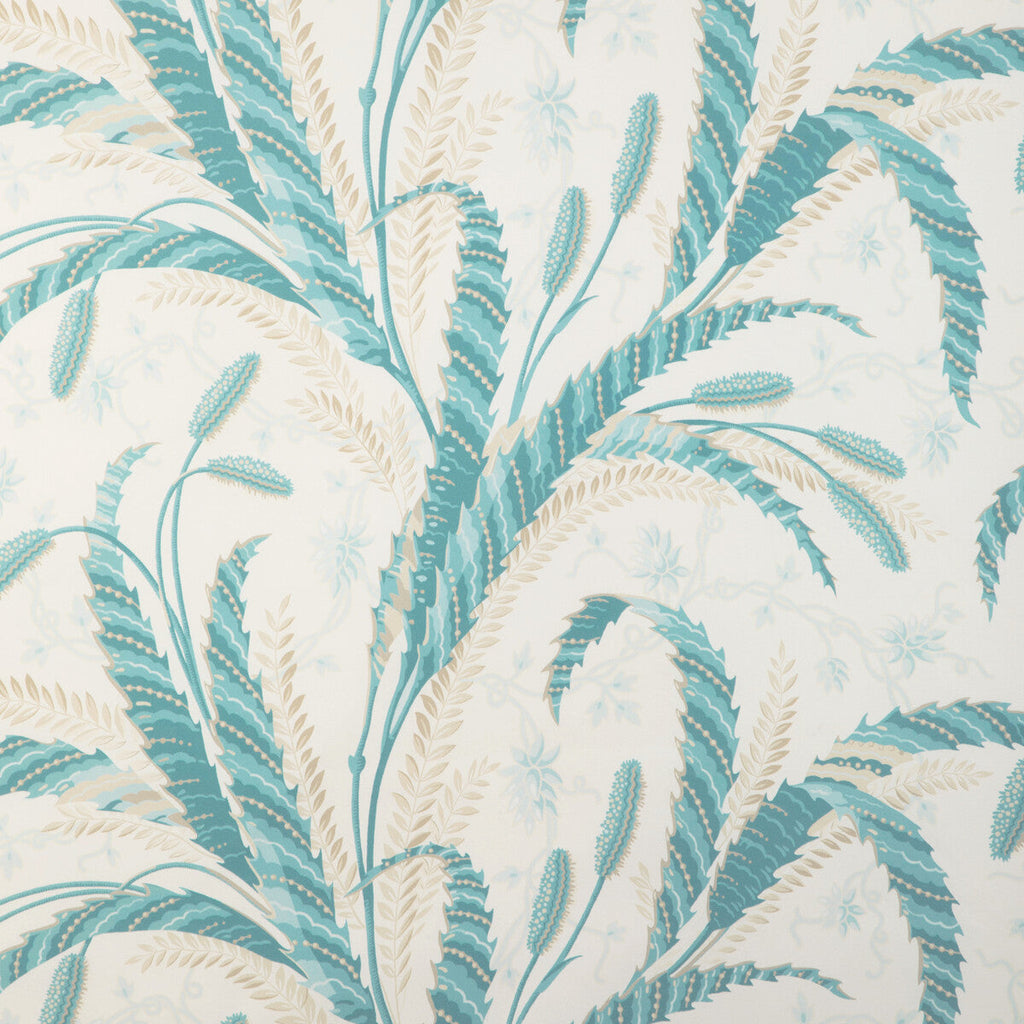 Samples and Purchasing available for Vernay Print - Aqua White By Brunschwig & Fils | Cadenet | Botanical & Floral Multipurpose Print at Designer Wallcoverings and Fabrics