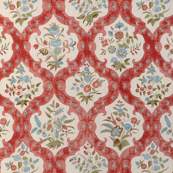Ventoux Print - Red/Blue White By Brunschwig & Fils | Cadenet |Botanical & Floral Damask Multipurpose Print