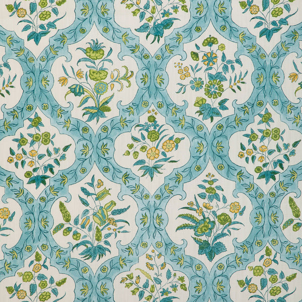 Ventoux Print - Aqua White By Brunschwig & Fils | Cadenet |Botanical & Floral Damask Multipurpose Print