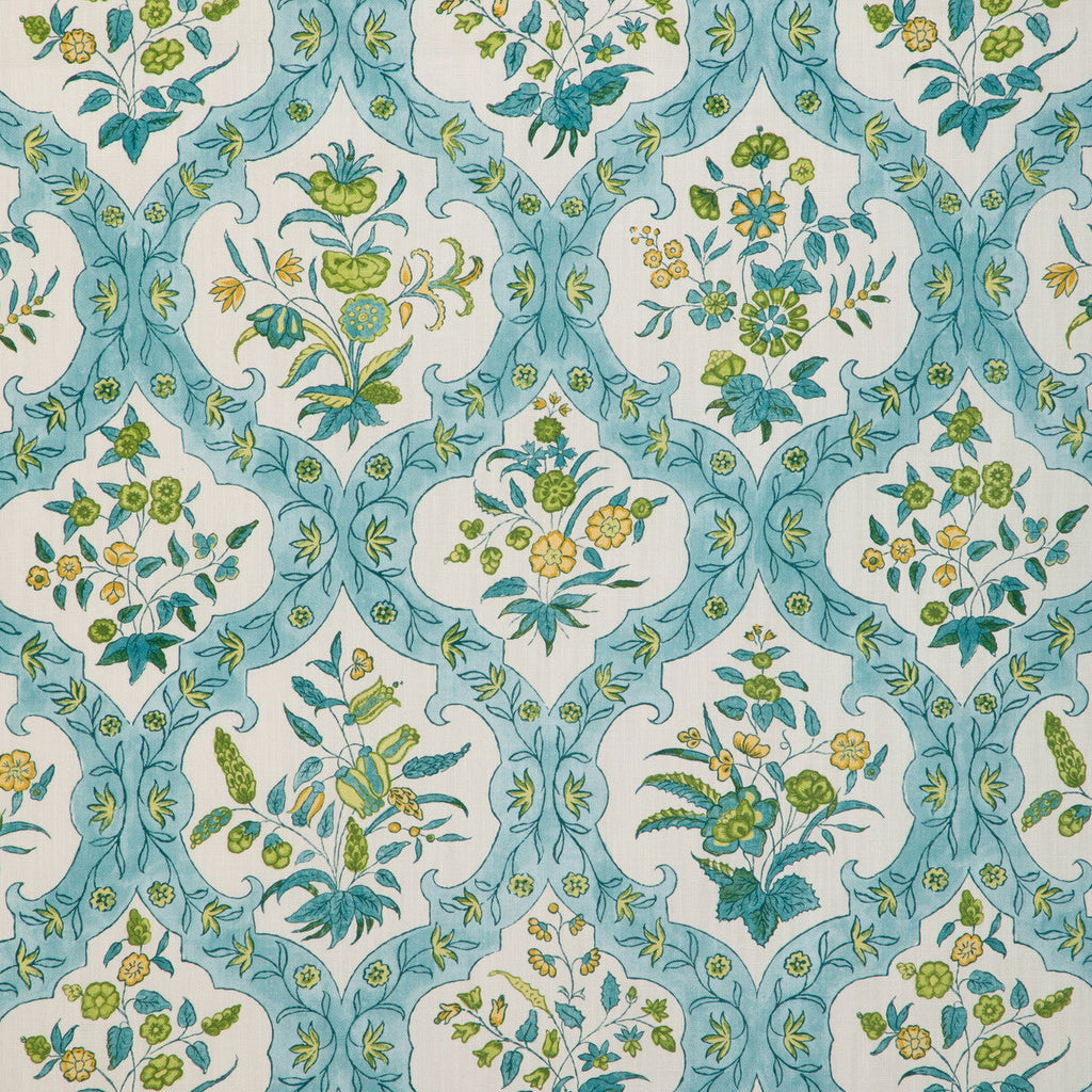 Samples and Purchasing available for Ventoux Print - Aqua White By Brunschwig & Fils | Cadenet |Botanical & Floral Damask Multipurpose Print at Designer Wallcoverings and Fabrics