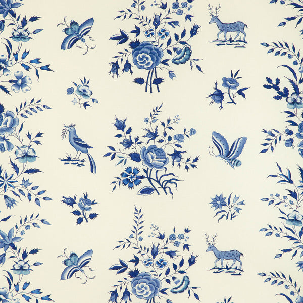 Aurel Print - Sky/Blue White By Brunschwig & Fils | Cadenet | Flora & Fauna Multipurpose Print