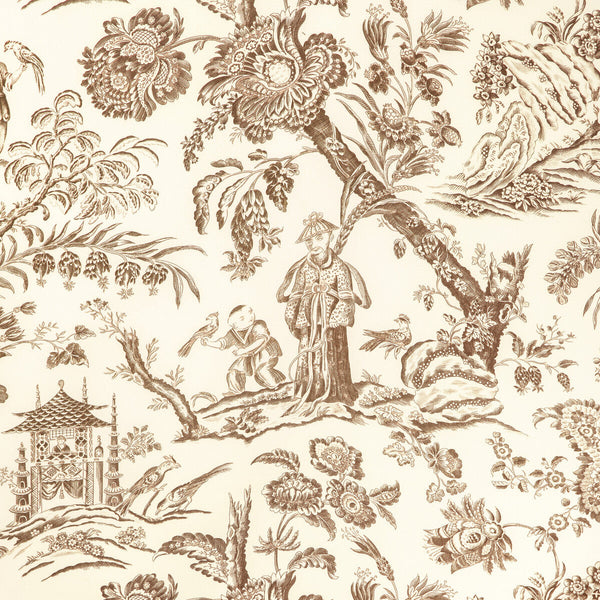 Marcel Print - Brown White By Brunschwig & Fils | Cadenet |Chinoiserie Toile Multipurpose Print