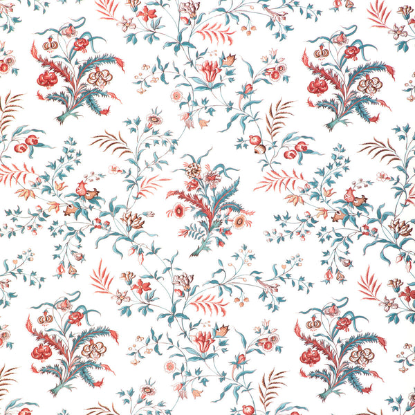 Chancay Print - Teal/Rose White By Brunschwig & Fils | Cadenet | Botanical & Floral Multipurpose Print