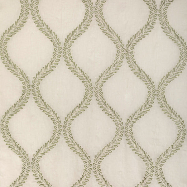 Camus Sheer - Leaf Green By Brunschwig & Fils | Anduze Embroideries | Botanical & Floral Drapery Embroidery