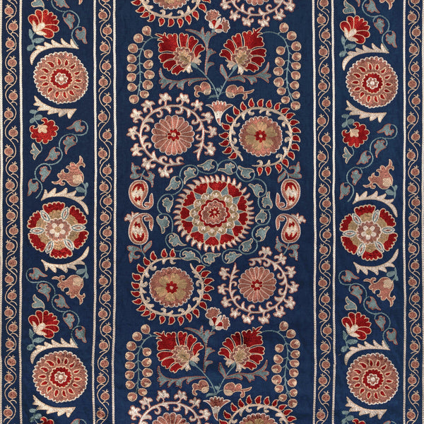 Saanvi Emb - Blue/Red Red By Brunschwig & Fils | Anduze Embroideries |Botanical & Floral Stripes Multipurpose Embroidery