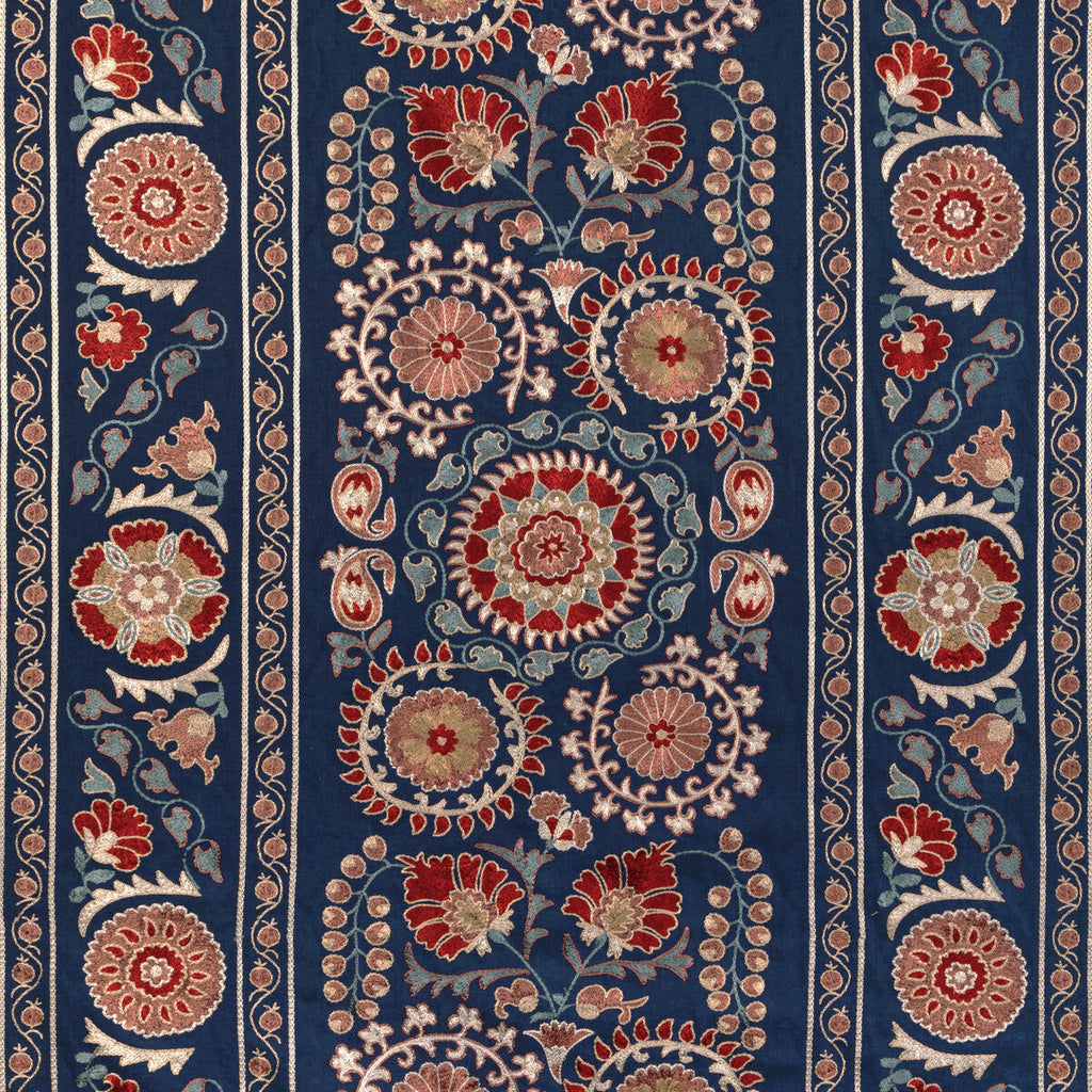 Samples and Purchasing available for Saanvi Emb - Blue/Red Red By Brunschwig & Fils | Anduze Embroideries |Botanical & Floral Stripes Multipurpose Embroidery at Designer Wallcoverings and Fabrics