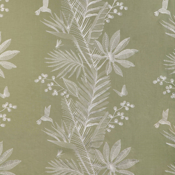Manda Emb - Leaf Green By Brunschwig & Fils | Anduze Embroideries | Botanical & Floral Drapery Embroidery