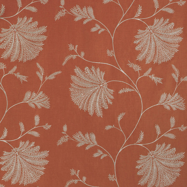 Maelle Emb - Terracotta Orange By Brunschwig & Fils | Anduze Embroideries | Botanical & Floral Drapery Embroidery