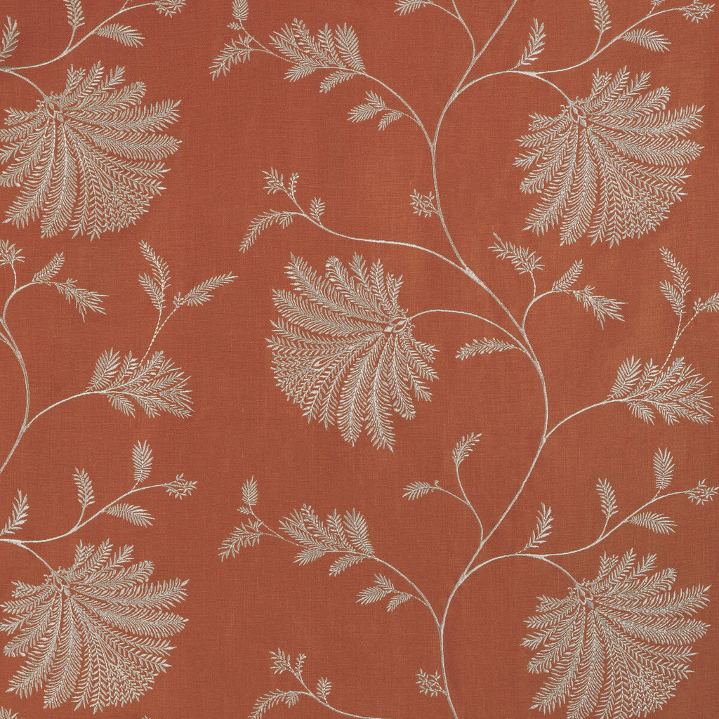 Samples and Purchasing available for Maelle Emb - Terracotta Orange By Brunschwig & Fils | Anduze Embroideries | Botanical & Floral Drapery Embroidery at Designer Wallcoverings and Fabrics