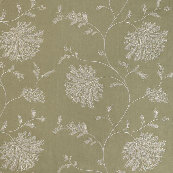 Maelle Emb - Celery Green By Brunschwig & Fils | Anduze Embroideries | Botanical & Floral Drapery Embroidery