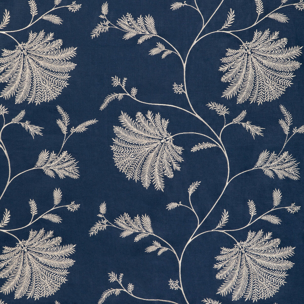 Samples and Purchasing available for Maelle Emb - Navy Blue By Brunschwig & Fils | Anduze Embroideries | Botanical & Floral Drapery Embroidery at Designer Wallcoverings and Fabrics