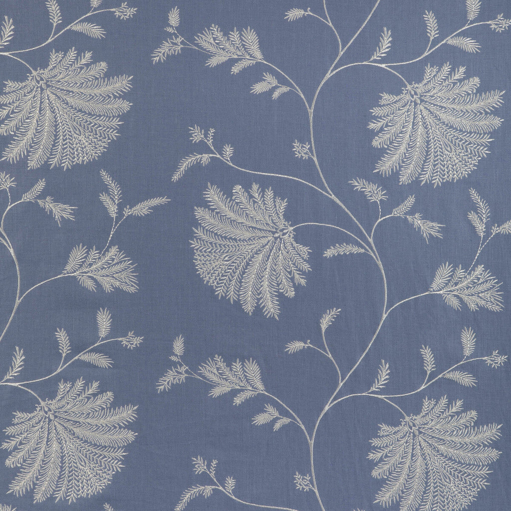 Samples and Purchasing available for Maelle Emb - Blue Blue By Brunschwig & Fils | Anduze Embroideries | Botanical & Floral Drapery Embroidery at Designer Wallcoverings and Fabrics