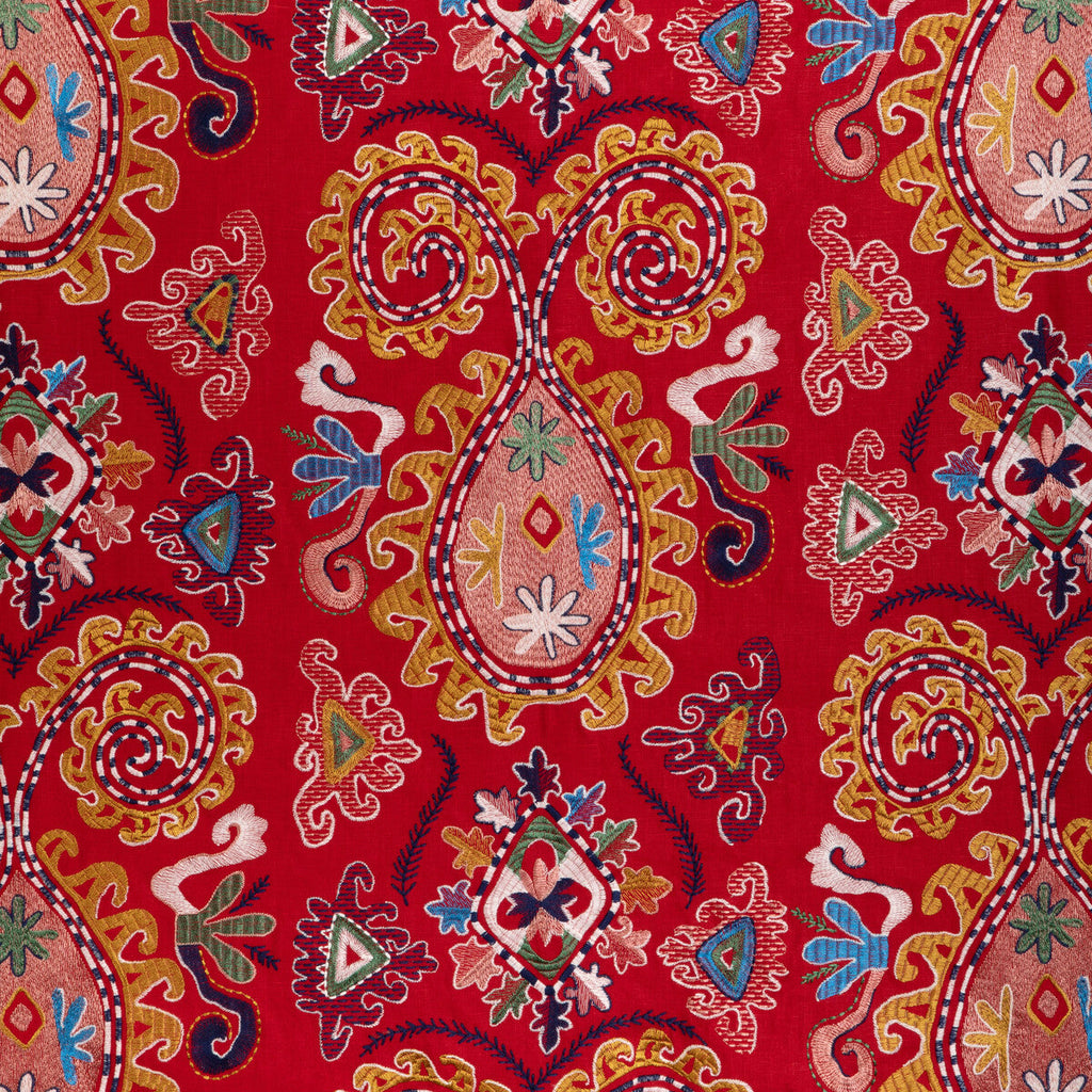Samples and Purchasing available for Lavali Emb - Red/Gold Red By Brunschwig & Fils | Anduze Embroideries | Global Drapery Embroidery at Designer Wallcoverings and Fabrics