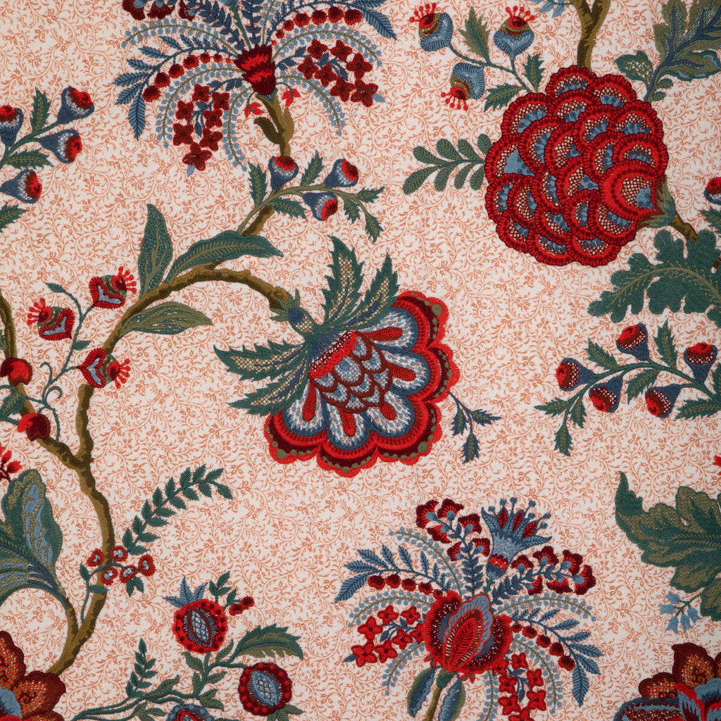 Samples and Purchasing available for Anduze Emb - Red/Blue Red By Brunschwig & Fils | Anduze Embroideries | Botanical & Floral Multipurpose Print at Designer Wallcoverings and Fabrics
