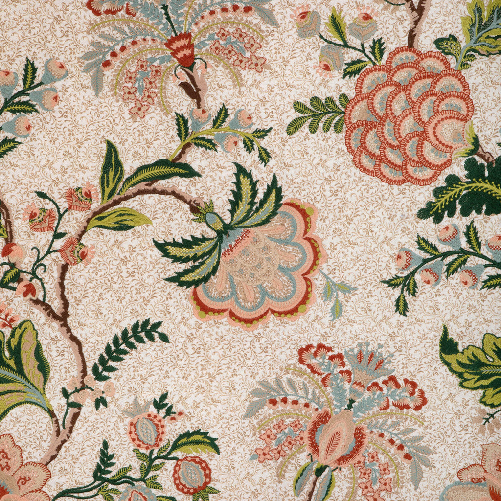 Samples and Purchasing available for Anduze Emb - Apricot/Sage Orange By Brunschwig & Fils | Anduze Embroideries | Botanical & Floral Multipurpose Print at Designer Wallcoverings and Fabrics