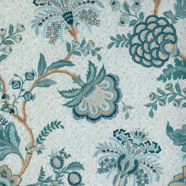 Anduze Emb - Teal/Sky Teal By Brunschwig & Fils | Anduze Embroideries | Botanical & Floral Multipurpose Print