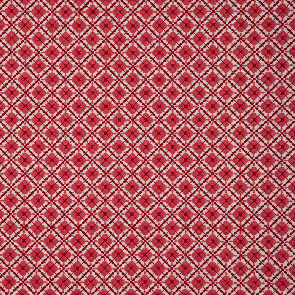 Samples and Purchasing available for Ines Emb - Red Red By Brunschwig & Fils | Anduze Embroideries |Botanical & Floral Geometric Multipurpose Embroidery at Designer Wallcoverings and Fabrics