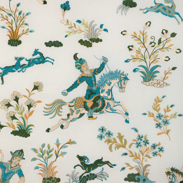 Nayan Emb - Aqua/Leaf Teal By Brunschwig & Fils | Anduze Embroideries |Chinoiserie Toile Multipurpose Embroidery