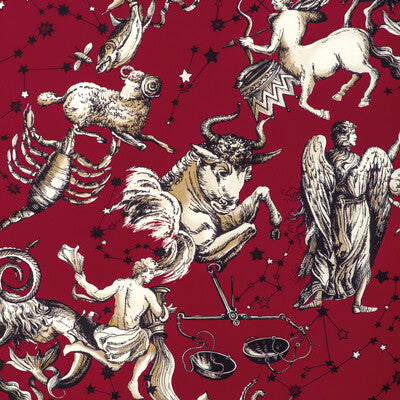 Samples and Purchasing available for Cosmique Print - Ruby Red By Brunschwig & Fils | Celeste |Animal/Insects Novelty Multipurpose Print at Designer Wallcoverings and Fabrics