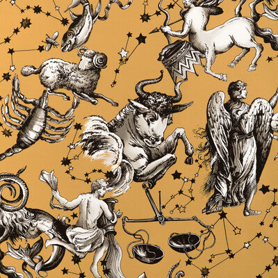 Samples and Purchasing available for Cosmique Print - Gold Yellow By Brunschwig & Fils | Celeste |Animal/Insects Novelty Multipurpose Print at Designer Wallcoverings and Fabrics