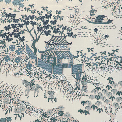 Vienne Lampas - Blue White By Brunschwig & Fils | Vienne Silks | Chinoiserie Multipurpose Silk