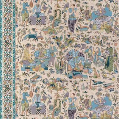 Shalimar Print - Aqua/Leaf Teal By Brunschwig & Fils | La Menagerie |Chinoiserie Toile Drapery Print